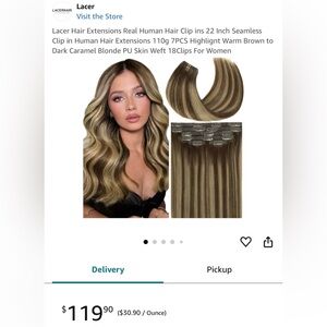HUMAN HAIR 22” Clip Ins 110g 7PCS Highlight Warm Brown to Dark Caramel Blonde
